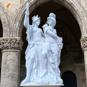 Exquisita decoración de jardín soldado escultura estatua de guerrero de mármol blanco a la venta - Product Image 6