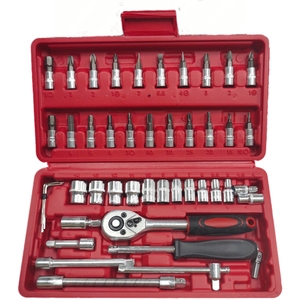 Juego de Herramientas Manuales Profesional de 46 Piezas para Reparación de Automóviles, con Llaves y Vasos de Acero al Carbono, Opción OEM, Estuche Rígido - Product Image 4