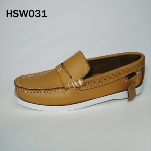 WCY-mocasines de cuero de vaca natural estilo mascarilla para hombre, zapatos náuticos de color dorado, clima cálido, HSW031 - Product Image 1