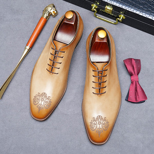 Business formal leather <b>shoes</b> - men's genuine leather cowhide and sheepskin handmade British Oxford style men's wedding <b>shoes</b> - Product Image 1