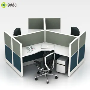 Desk Partition Office Partition Cubical Design 120 Degree Desk 3 Seat Office Work Station Furniture