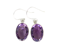 Boucles d'oreilles pendantes en améthyste naturelle de style vintage, faites à la main, en argent sterling 925, bijoux pour femmes, mode bohème, mariage, fête, sans nickel