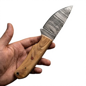 Couteau de camping à lame fixe en acier Damas avec manche en bois Pakka bleu 20 cm, couteau de survie DIY pour l'extérieur - Product Image 4