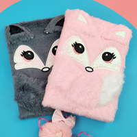 Notebook en peluche haut de gamme, 5 pièces, bon marché, motif de dessin animé de renard en peluche, A5