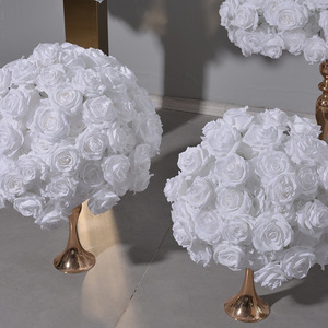 Boule de fleurs artificielles en rose et hortensia blanc pur, décoration pour mariage, événement, centre de table romantique, ornement de fond de fête - Product Image 3
