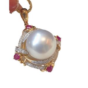 จี้ทอง 18K พร้อมไข่มุกน้ำจืดธรรมชาติ คลาสสิค ควีน 13-14 มม. สวยงามและมีสไตล์ พร้อมกล่องของขวัญเข้าชุด - Product Image 5