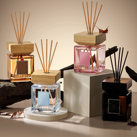Diffuseur d'aromathérapie en rotin boisé oriental - Parfum longue durée sans flamme, haut de gamme, style italien, pour usage domestique 60-90