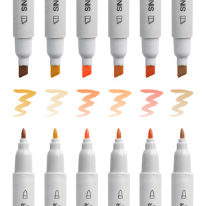 SINOART RTS SKIN 6 couleurs Ensemble de marqueurs Artist's Loft Marqueurs à pointe <span class=keywords><strong>feutre</strong></span> à encre à base d'<span class=keywords><strong>alcool</strong></span> pour boîte en PET - Product Image 3