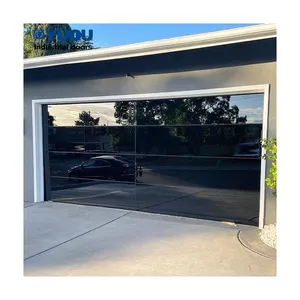 2024 fabrication professionnelle de porte de garage porte de garage en verre automatique réfléchissante de miroir en aluminium sans cadre de haute qualité