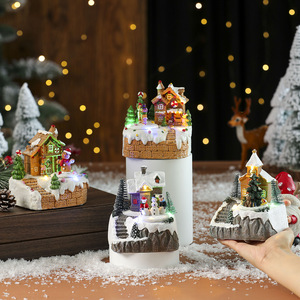 Nouvelles décorations de Noël transfrontalières, maison lumineuse musicale électrique, guirlandes lumineuses LED, maison de neige, ornements de Noël - Product Image 4