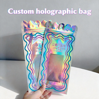 Designs zip-lock imprimés personnalisés sac en mylar en feuille d'aluminium comestible emballage d'origine holographique pour emballage de sac à fermeture éclair debout