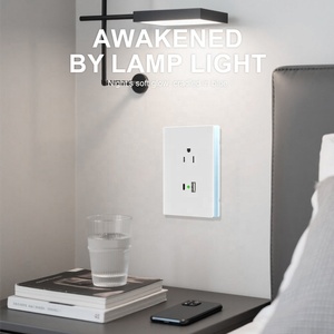 Hot bán 3 pin ổ cắm + USB sạc cổng USB A + C Nam Mỹ tiêu chuẩn nhựa bảng điều chỉnh với Glass trang trí 15A - Product Image 5