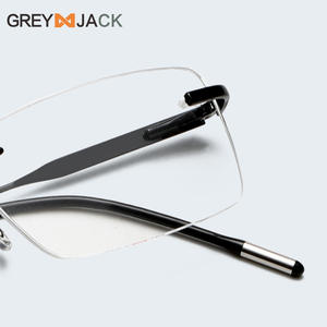 Gafas sin montura Greyjack, montura metálica rectangular, lentes AC, gafas ópticas unisex, tamaño mediano, estilo empresarial - Product Image 4