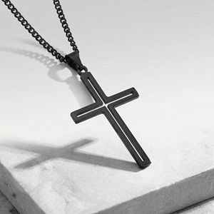 <b>Cross</b> Stainless Steel Necklace Hollow Pendant Unisex Fashion Jewelry - Product Image 3