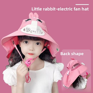 หมวกพัดลมชาร์จ USB สำหรับเด็ก หมวกตาข่ายกว้างพร้อมลูกไม้สำหรับการเดินทางกลางแจ้งและ - Product Image 1