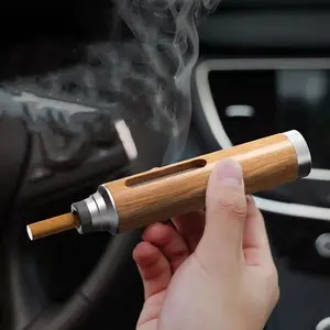 ความแปลกใหม่แบบพกพามือถือกระเป๋าบุหรี่ Ashtray หรูหราไม้รถ Ashtray สร้างสรรค์ไม้น้ําควัน Mini บุหรี่ Ashtray
