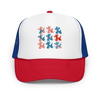 Gorra Trucker con Estampado Patriótico Navideño de Perro Globo, Varios Colores, Venta al por Mayor, Parte Delantera de Espuma y Parte Trasera de Malla