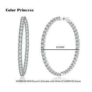 Pendientes con bisagras de aro grande CZ de plata chapada en rodio 925 para mujer Zircon chapado en oro clásico para fiestas y regalos - Product Image 3