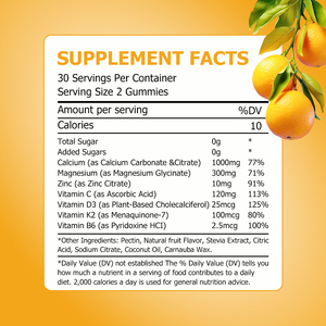 Factory Custom Minerals Gummy Candy Support Digestive System Calcium Magnesium Zinc Gummies with Vitamin D3 K2 Boost Energy - Product Image 2