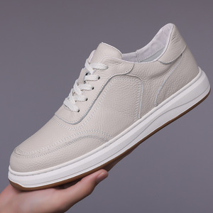Zapatos Deportivos Casuales de Cuero para Hombre, Transpirables y Ligeros, con Aumento de Altura de 6 cm, Diseño de Plataforma con Forro de Felpa Cálido para Primavera/Verano - Product Image 1