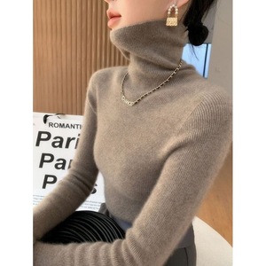 Suéter de Cuello Alto de Alta Gama, Corte Ajustado, Color Sólido, Prenda de Punto para Mujer, Estilo Otoño-Invierno - Product Image 1