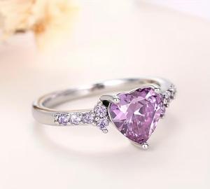 Anillo de Corazón de Amatista Natural en Plata de Ley 925, Amatista con Corte de Corazón de 85 MM con Detalles de Amatista Redonda, Joyería Fina Hecha a Mano - Product Image 2