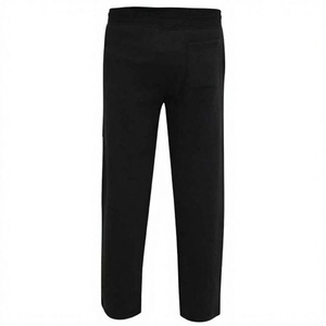 Pantalon de survêtement noir pour homme 100 % coton, taille élastique avec cordon de serrage, coupe droite décontractée, ample, pour l'hiver - Product Image 3
