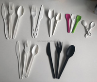 Vente en gros de vaisselle jetable CPLA biodégradable personnalisée fourchette couteau cuillère et spork kit de couverts jetables ensembles de couverts