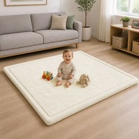 Soft Coral Velvet Living Room Rug Carpet 1.3" High Elastic Memory Foam Baby Crawling Play Mat Water-repellent Non-slip