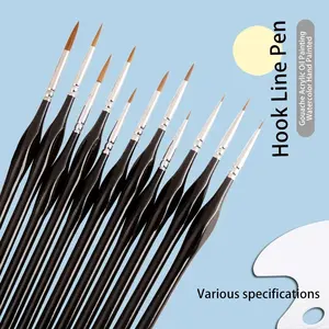 Lot de 11 pinceaux triangulaires en bois de bouleau, miniatures, pour peinture artistique, en poils de blaireau, pour gouache, aquarelle, huile, pour artistes, peinture à la main - Product Image 1