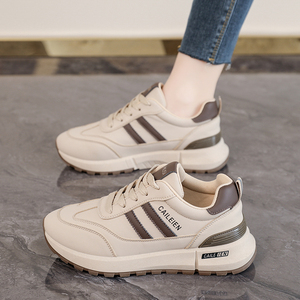 F5173 Nouvelles chaussures de printemps pour femmes, baskets en cuir respirantes, polyvalentes, à semelle épaisse, augmentant la taille, chaussures de course décontractées - Product Image 6