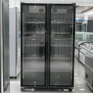 Vente flash : Armoire de rangement noire à double porte, grande capacité, pour la présentation de vin et d'eau, réfrigérateur <span class=keywords><strong>avec</strong></span> refroidissement par air pour supermarché - Product Image 3