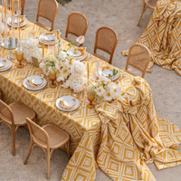 Nappe Moderne Lavable en Polyester Jacquard Tissé Géométrique Diamant Multicolore, Housse de Table Décorative pour Mariage et Banquet en Extérieur