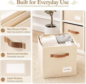 Foldable Fabric <b>Storage</b> Cubes with Handles Cube Bins for Closet Organization Organizer Bins with Labels - Product Image 2