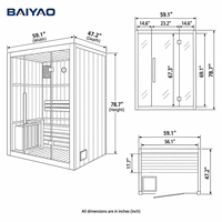 Sauna intérieur pour 2 personnes, en bois de pruche, sur mesure, fabricant OEM