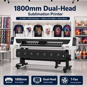 เครื่องพิมพ์แบบซับลิเมชั่นสองหัวพิมพ์ ขนาด 1.8 เมตร แบบม้วนต่อม้วน รุ่น I1600/3200 สำหรับพิมพ์บนผ้า เสื้อยืด ผ้าเจอร์ซีย์ โพลีเอสเตอร์ ด้วยระบบดิจิตอล - Product Image 1