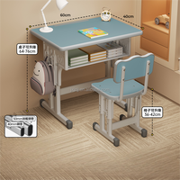 Ensemble de bureau et chaise d'école en métal réglable et durable pour un seul élève, pour l'école primaire