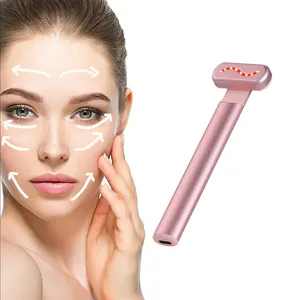 Hand Held Facial Massager For Skin Tightening Face Lifting Device 4 In 1 EMS Red Light Therapy Beauty Wand