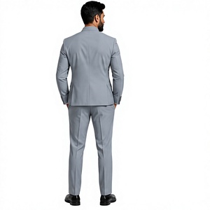Costume formel homme Premium WARPRO INDUSTRY gris clair à col cranté, 2 pièces, anti-plis, veste à simple boutonnage assortie - Product Image 4