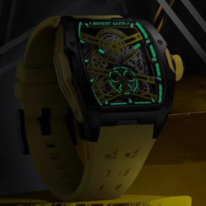 Montre automatique pour homme BG5502, 46 mm, tonneau, mécanique, étanche 50 m, saphir, cadran squelette lumineux - Product Image 5