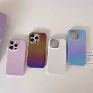 Hot selling Korean INS gradient metal phone case iPhone 14 full package soft case iphone 13 protective case 12/11 color purple