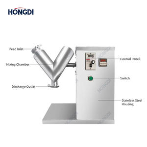 Mélangeur industriel automatique en acier inoxydable haute performance de type V pour le mélange de poudres alimentaires et chimiques, marque HONGDI - Product Image 3