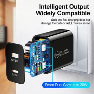 20w Charger Phone Charger Block Dual <b>Usb</b> Quick Charge 3.0 PD Fast Charging Wall <b>Adapter</b> for Smartphones - Product Image 3