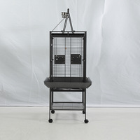 Cage à oiseaux classique de luxe en acier inoxydable avec cadre thermolaqué, plateau en plastique verrouillable, durable pour petits oiseaux, intérieur/extérieur