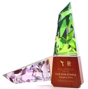 Trofeo de placa de premios de cristal en blanco grabado diseño personalizado con base negra - Product Image 3