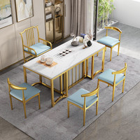 Ensemble table et chaises de bureau/balcon en pierre et métal, style moderne et minimaliste, avec espace de rangement ; Table basse de luxe léger pour la réception