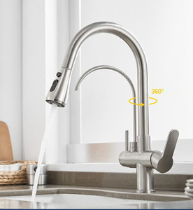 拉出喷雾器厨房水龙头2手柄3合1净水器水龙头带饮用水水龙头的混合水龙头 - Product Image 3