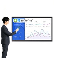 Tableau interactif intelligent certifié EDLA 4K UHD double système d'exploitation Android Windows, écran tactile anti-reflet avec caméra 48MP pour l'enseignement