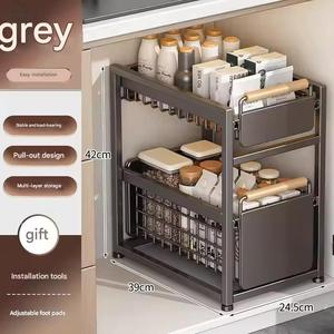 Organizador de <span class=keywords><strong>armario</strong></span> extraíble Estante de almacenamiento deslizante de 2 niveles con cajones extraíbles Organizador debajo del fregadero para <span class=keywords><strong>cocina</strong></span> y baño - Product Image 6