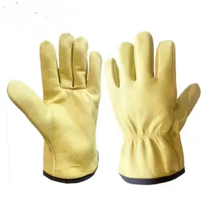 Factory 10 Inch Work Safety Genuine Leather Driver soft goat Leather Unlined Sheepskin Full Grain Cowhide Leather Gloves